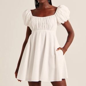 A&F Ruched Puff Sleeve Mini Dress